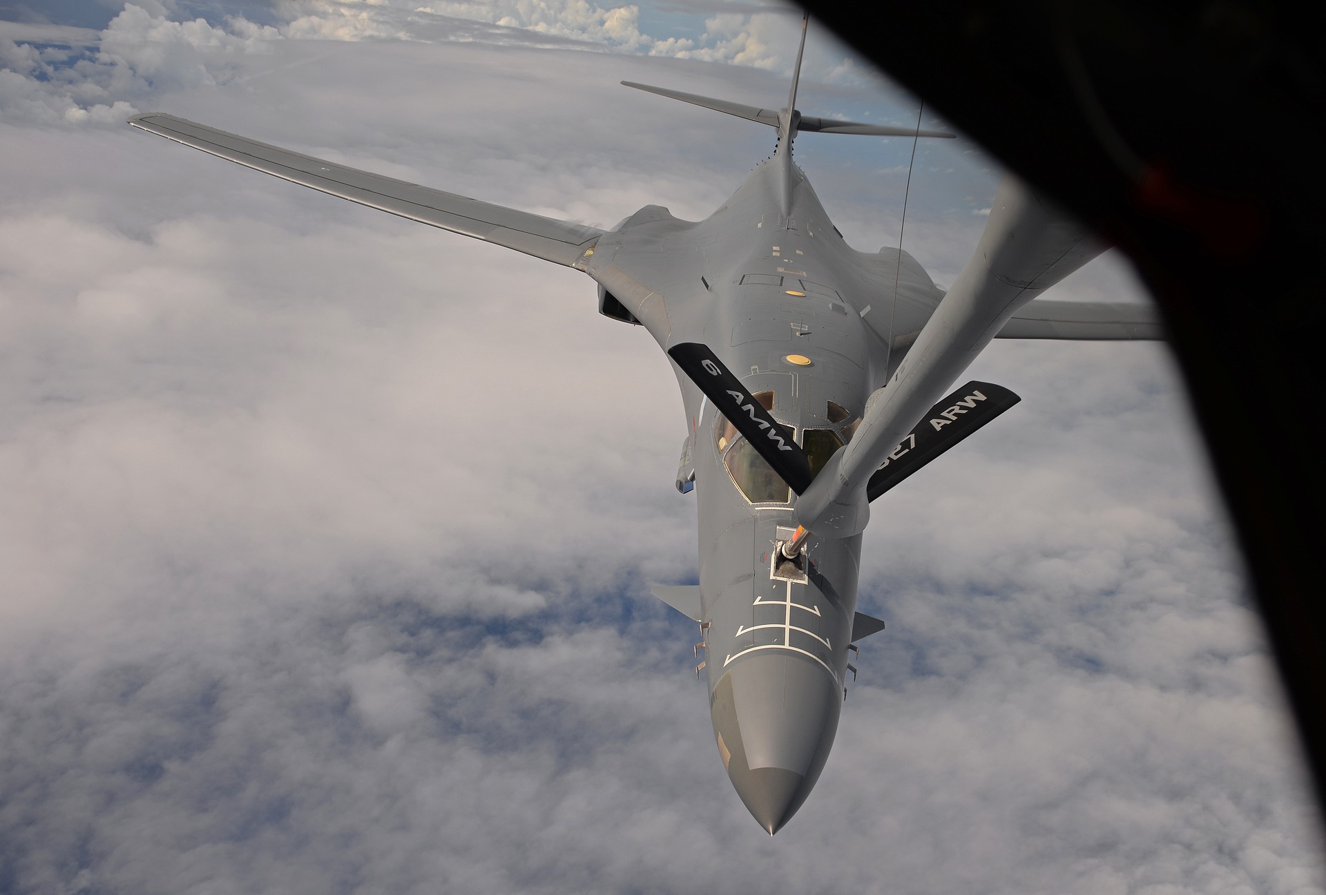 Military fighter jet on a mission.