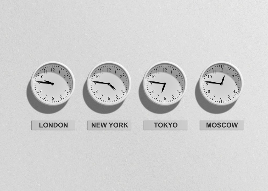 Clocks on different time zones