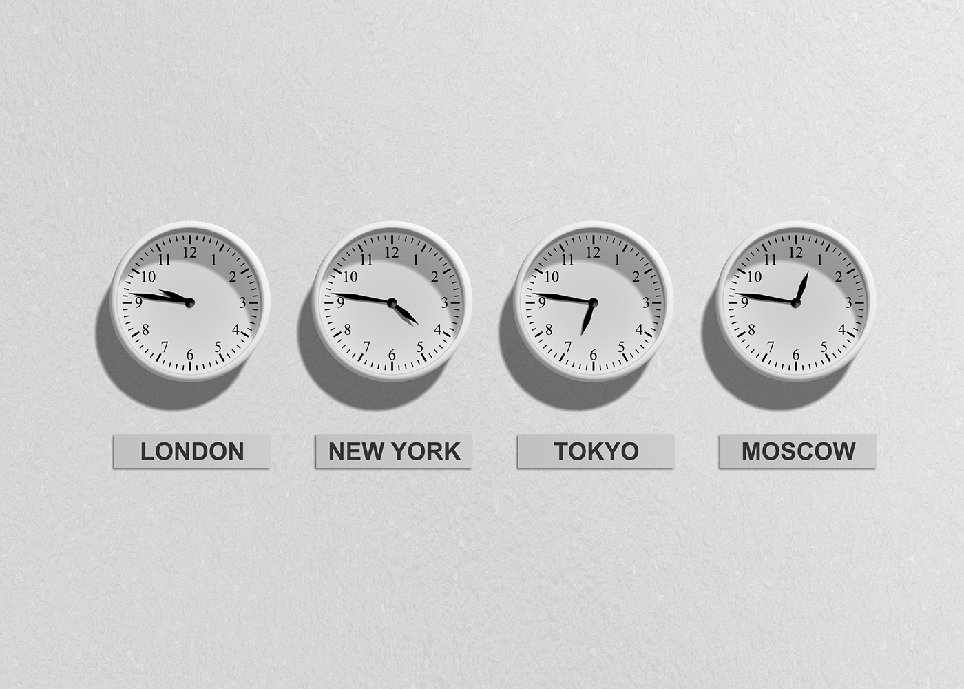 Clocks on different time zones