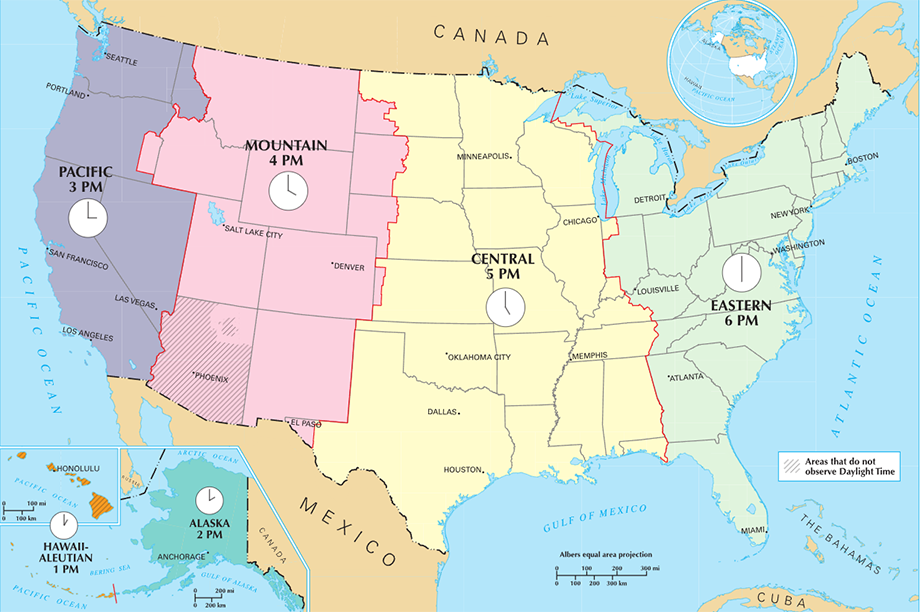 map us time zones