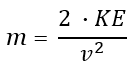 mass via kinetic energy